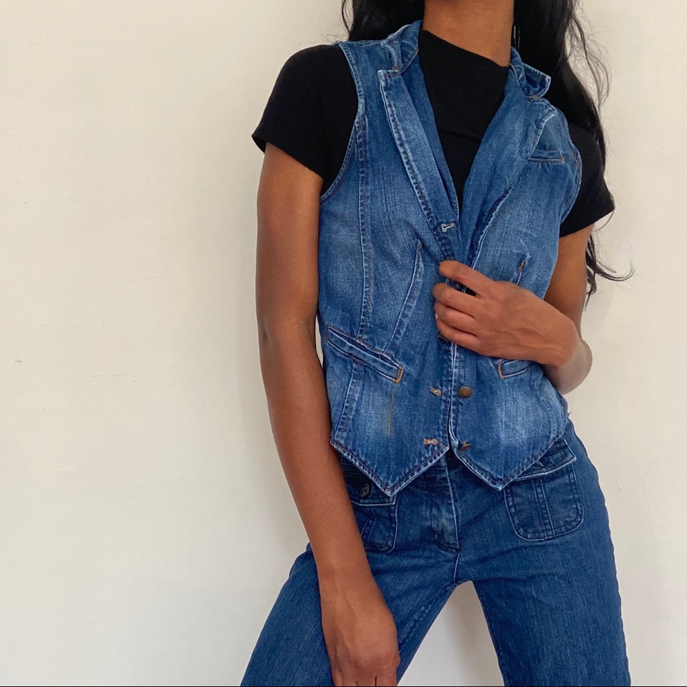 BLUE WASH CHAPS DENIM VEST
